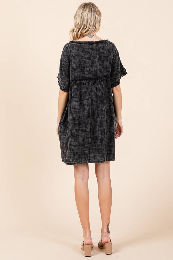 Scoop Neck Babydoll Ruching Dress