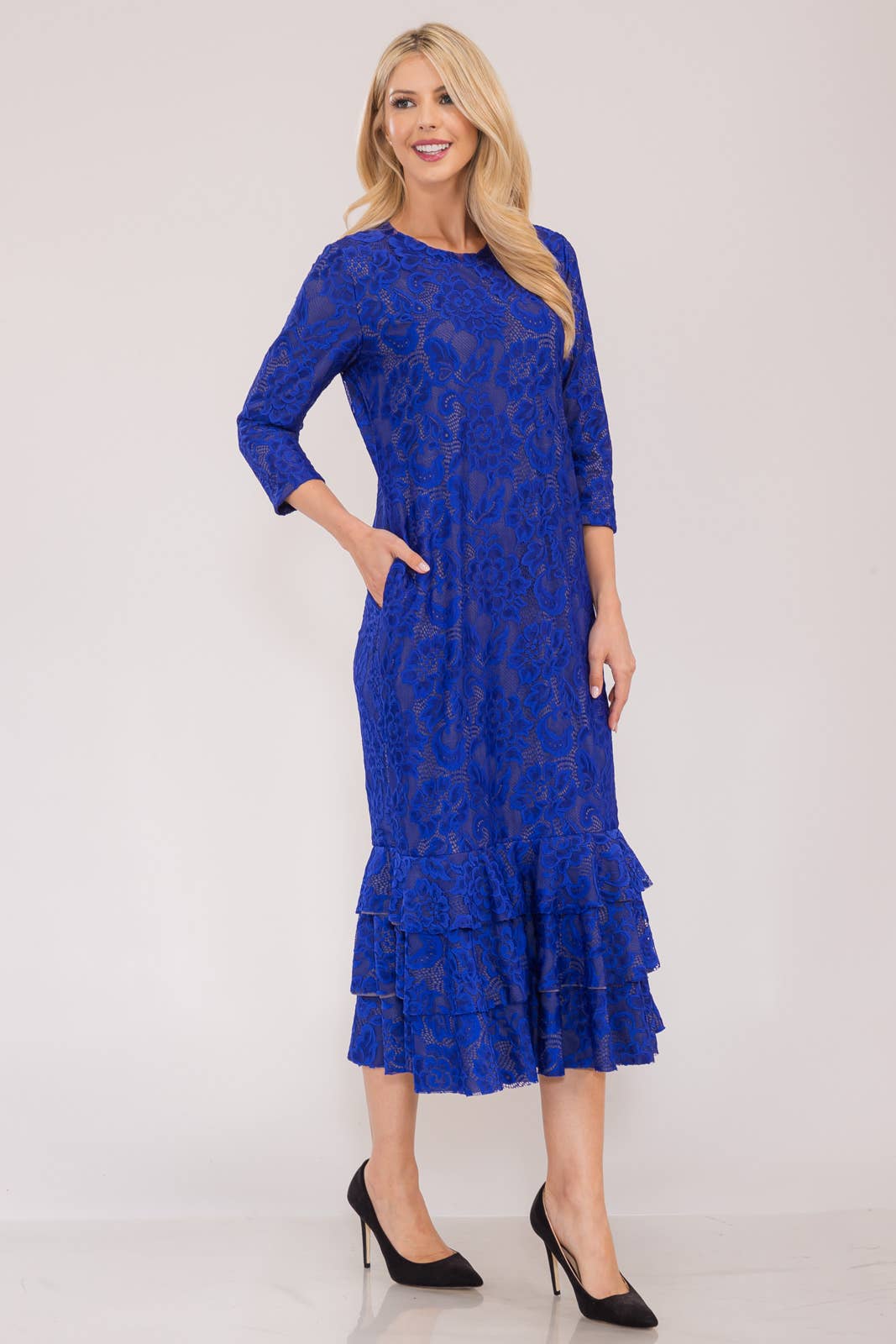 Lace Midi Dress with Lining