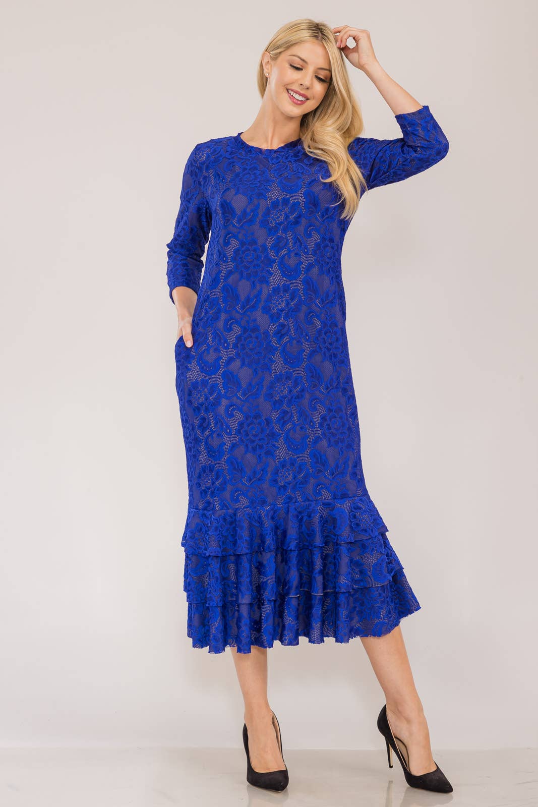 Lace Midi Dress with Lining