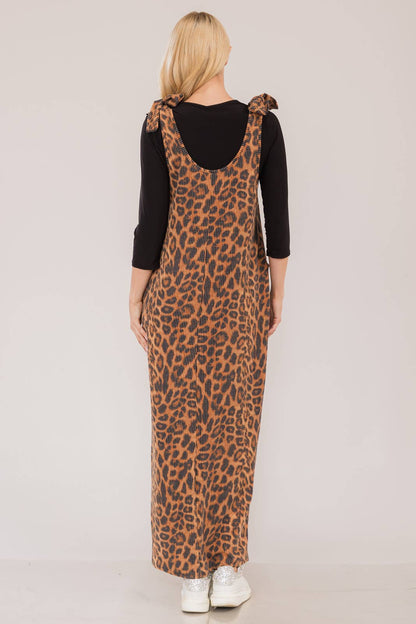 Animal Print Long Overall Dress