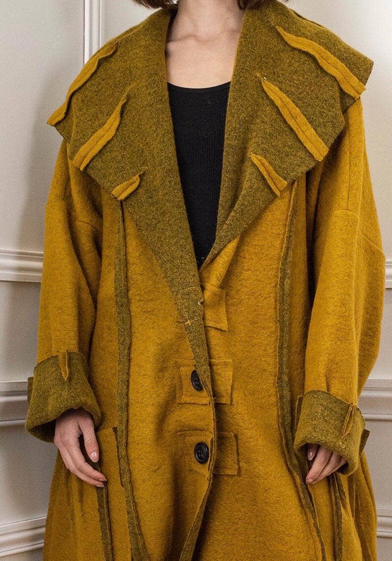 Detailed Oversized Wool Blend Coat