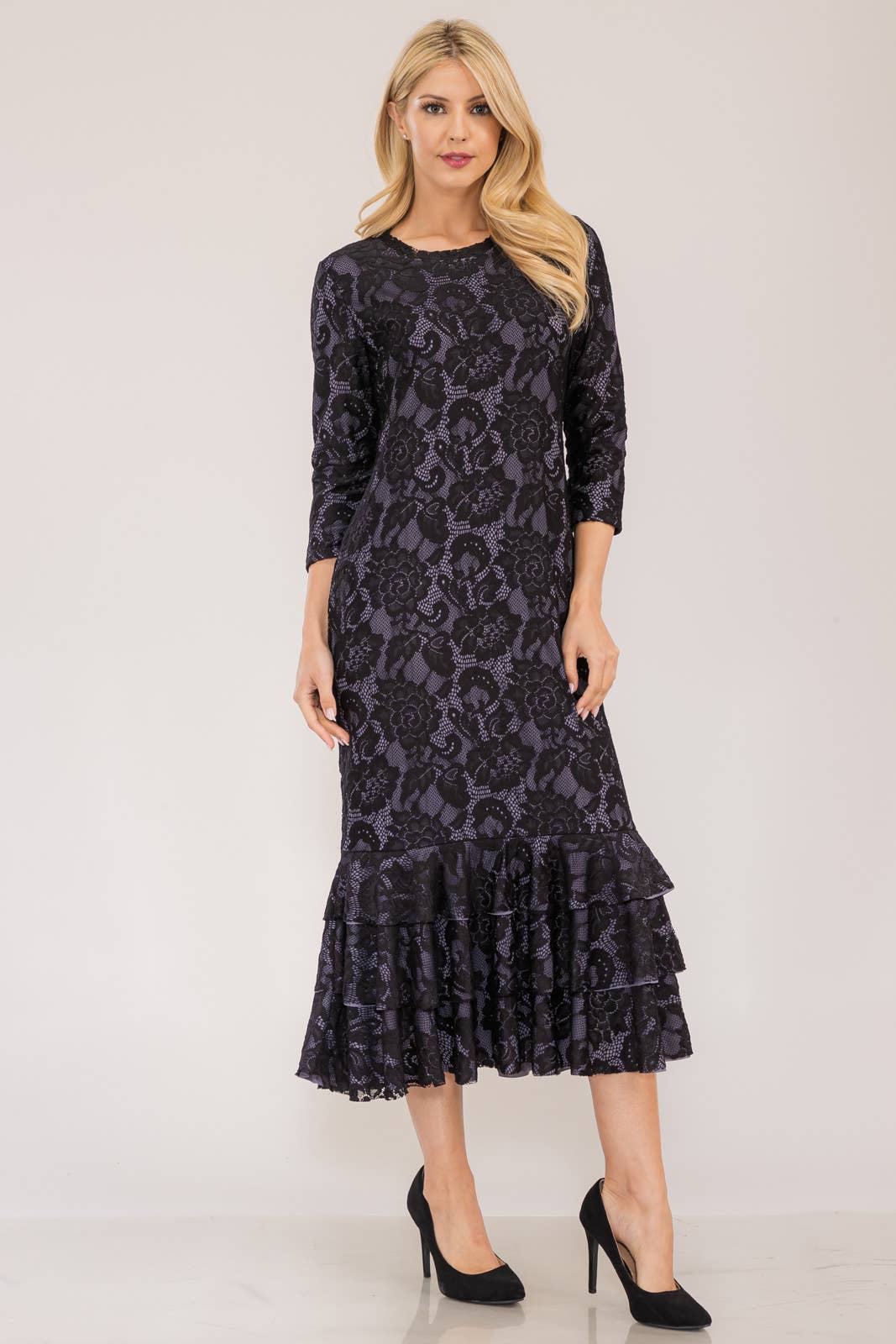 Lace Midi Dress with Lining