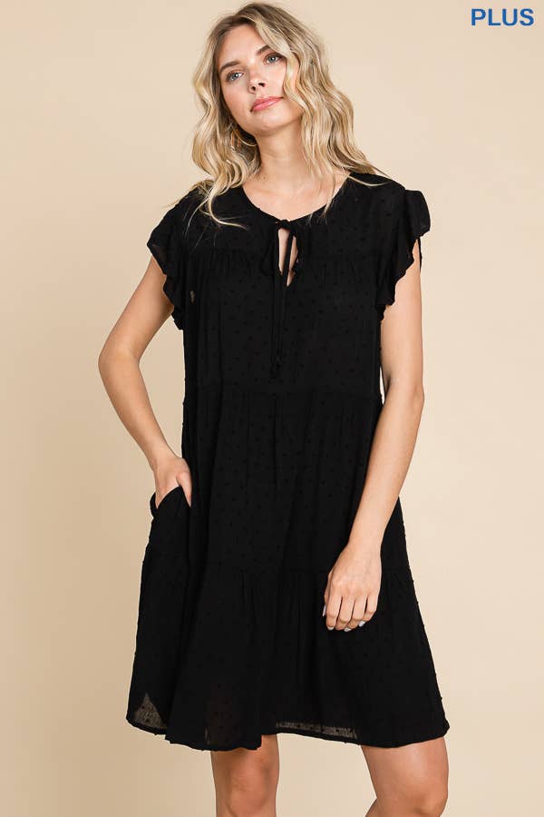 Peasant Neckline Tiered Down Dress