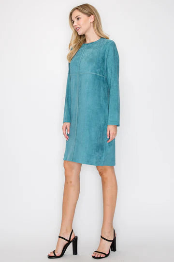 Aurora Round Neck Suede Dress