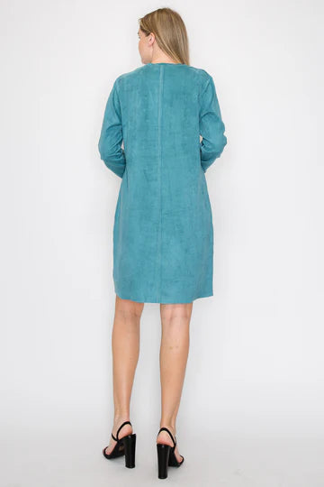 Aurora Round Neck Suede Dress