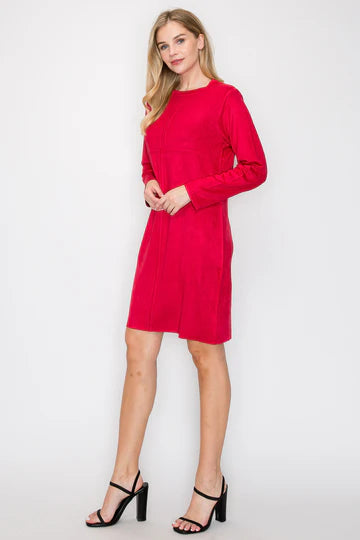 Aurora Round Neck Suede Dress