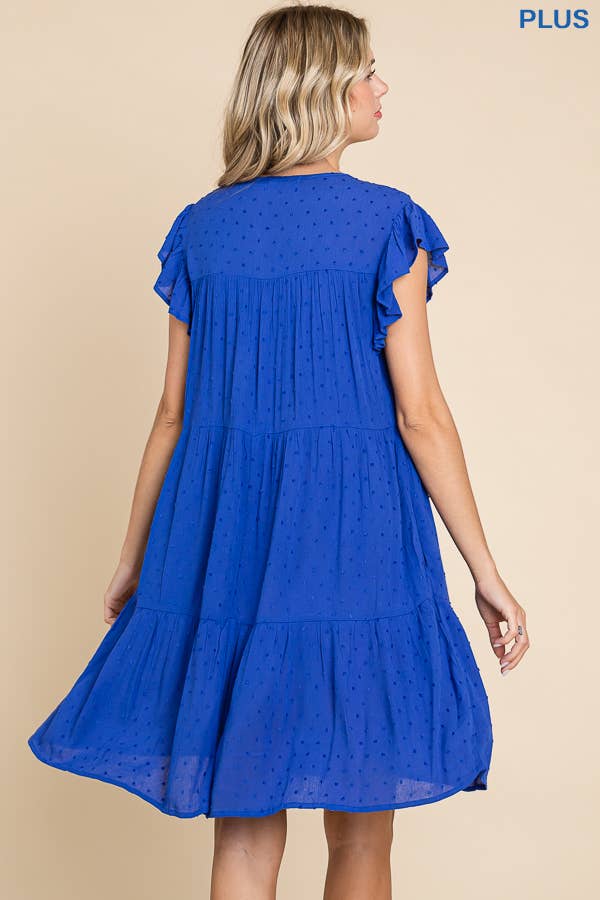 Peasant Neckline Tiered Down Dress