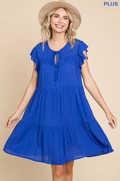 Peasant Neckline Tiered Down Dress