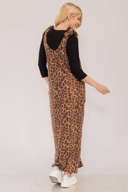 Animal Print Long Overall Dress