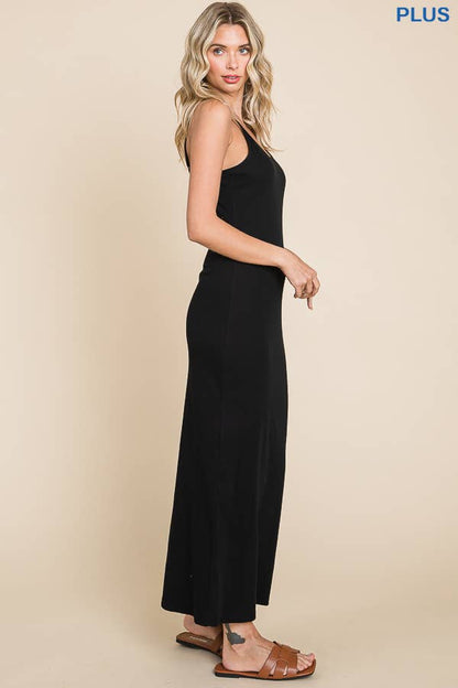 Solid Spaghetti Strap Maxi Slip Dress