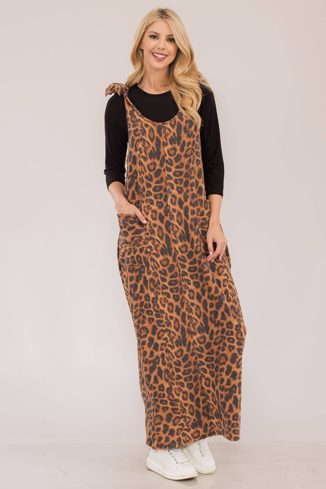 Animal Print Long Overall Dress