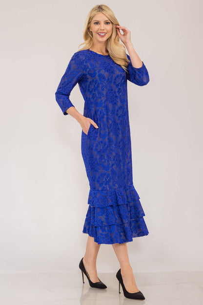 Lace Midi Dress with Lining