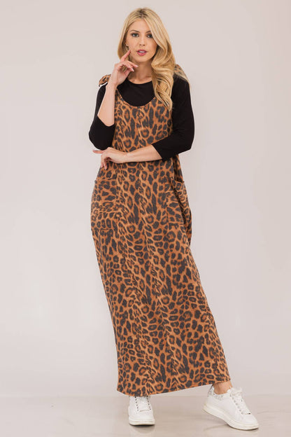 Animal Print Long Overall Dress