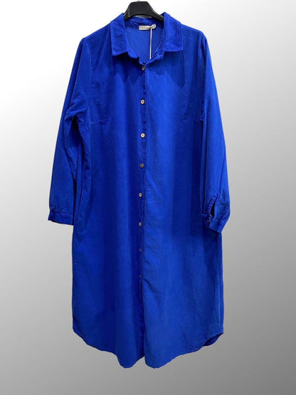 Corduroy Button Front Midi Shirt