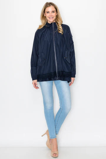 Jadis Woven Navy Windbreaker Jacket