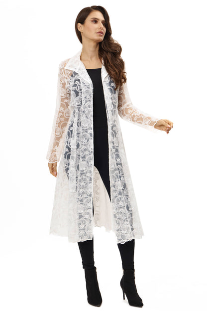 Long White Lace Duster