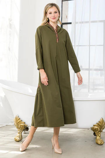 Juliana Olive Back Ruffle Tunic Dress