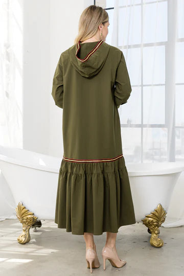 Juliana Olive Back Ruffle Tunic Dress