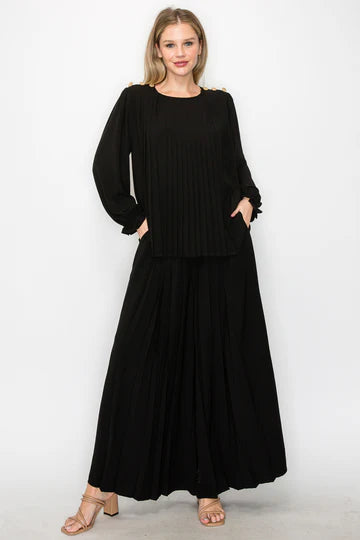 Josie Pleated Black Pants