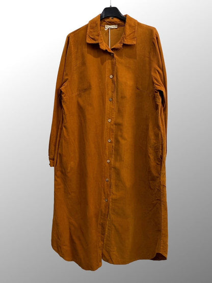 Corduroy Button Front Midi Shirt