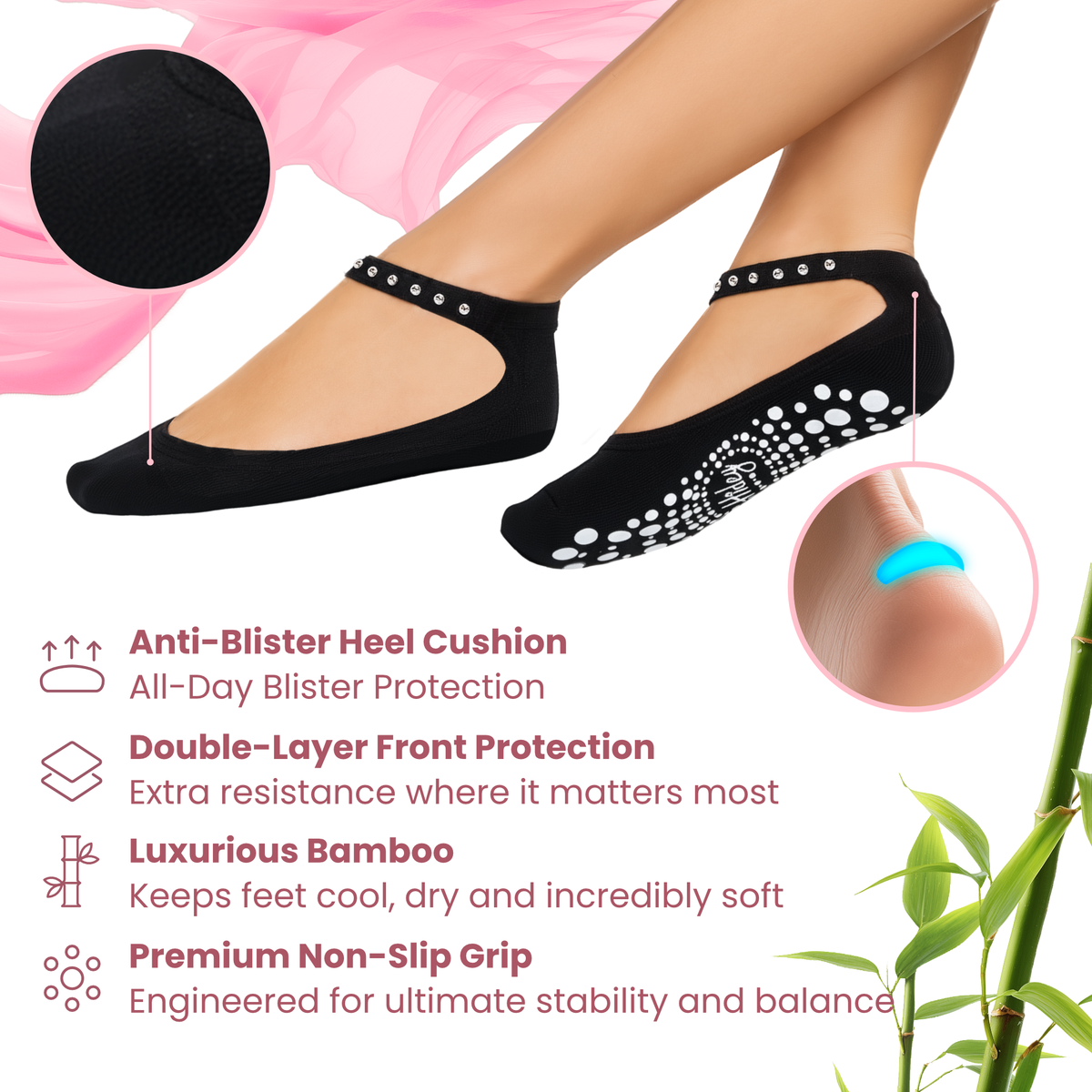 Hidey Non-Slip Bamboo Grip Socks for Women – Anti-Slip