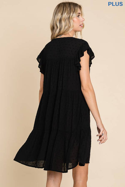 Peasant Neckline Tiered Down Dress