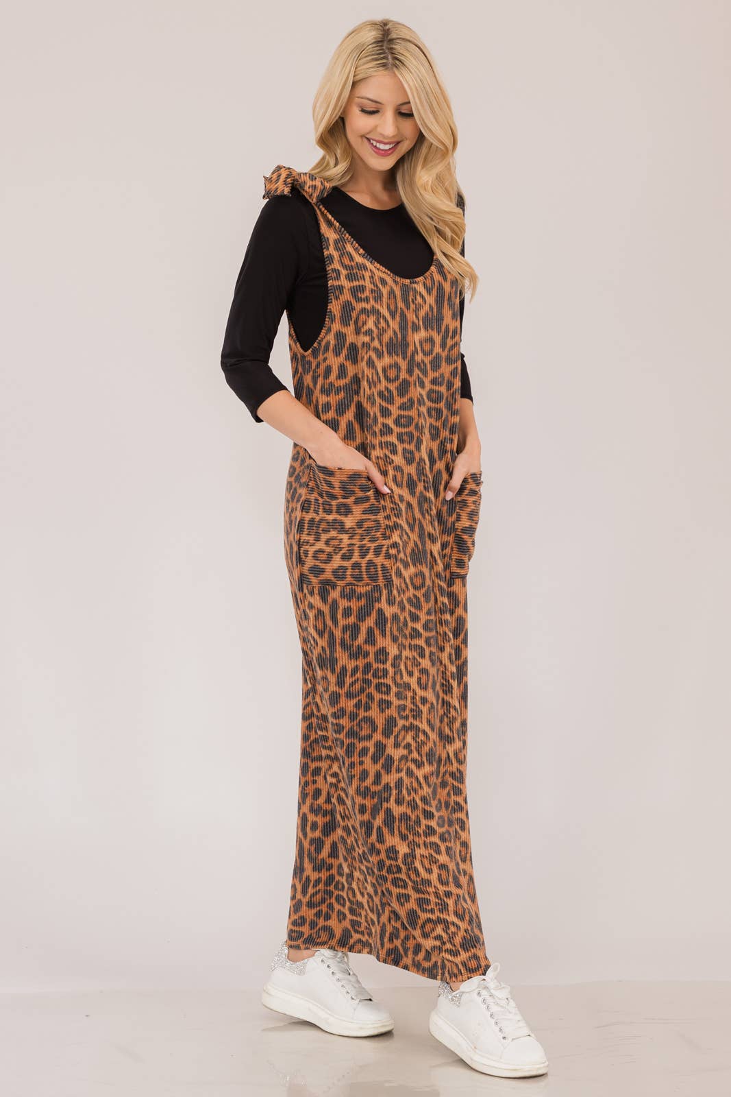 Animal Print Long Overall Dress