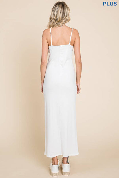 Solid Spaghetti Strap Maxi Slip Dress