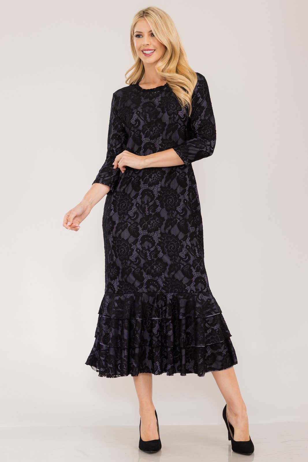 Lace Midi Dress with Lining