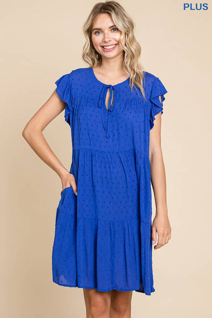 Peasant Neckline Tiered Down Dress