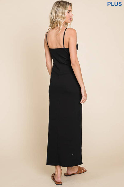 Solid Spaghetti Strap Maxi Slip Dress