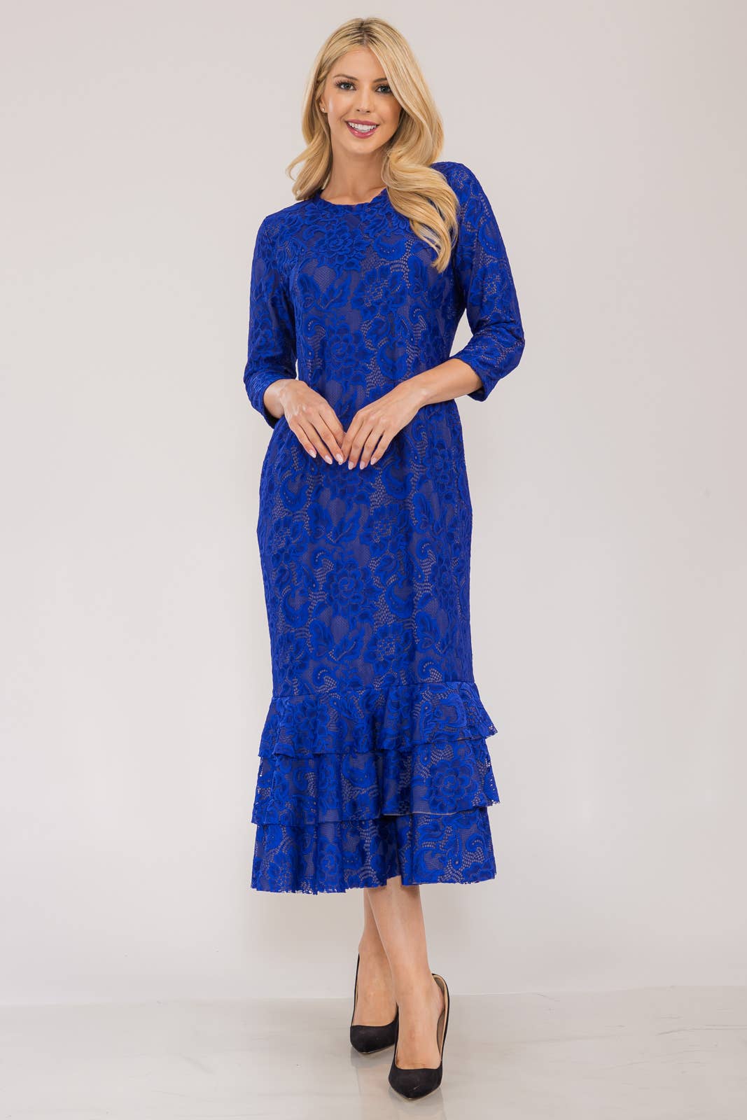 Lace Midi Dress with Lining