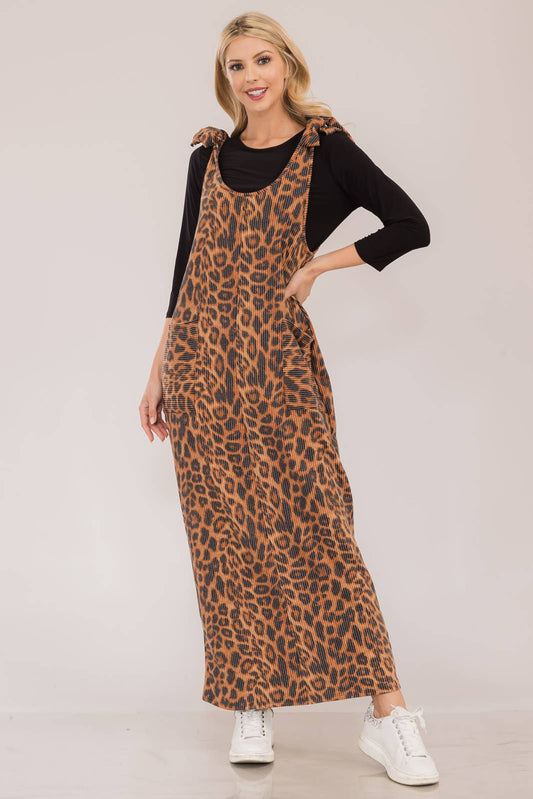 Animal Print Long Overall Dress