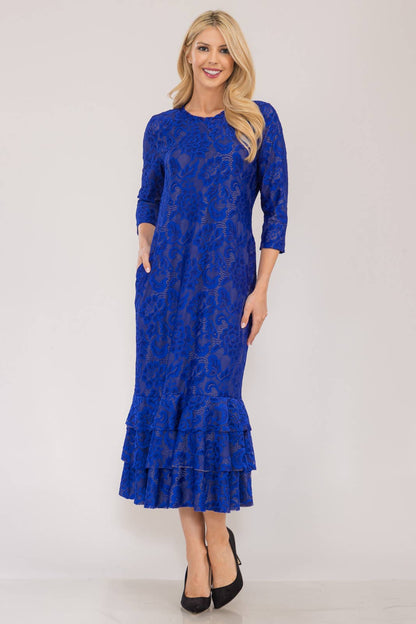 Lace Midi Dress with Lining