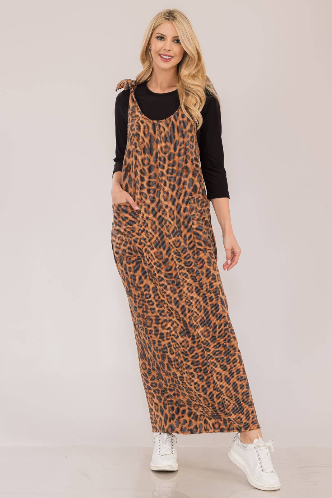 Animal Print Long Overall Dress