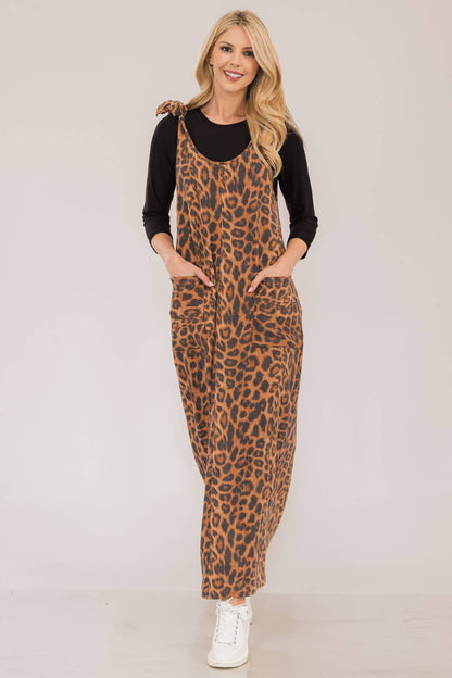 Animal Print Long Overall Dress