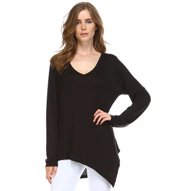 Kelly Modal Knit V Neck Long Sleeve Top