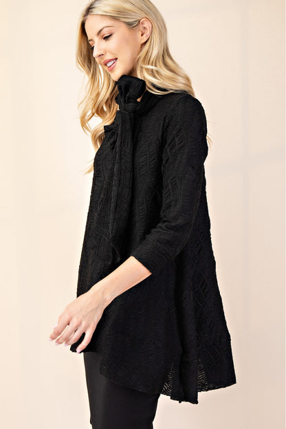 Textured Bow-Tie Top Modest