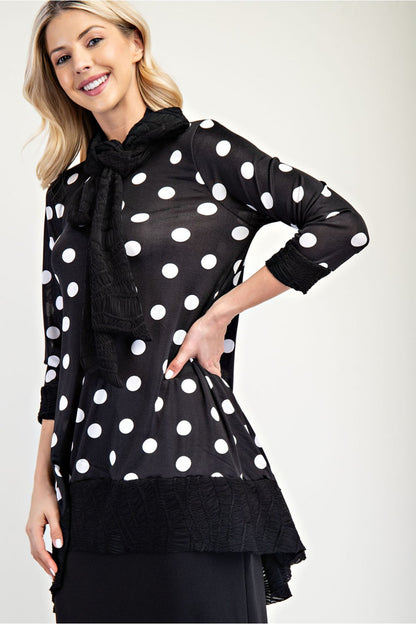 Polka Dot Bow-Tie Modest Top