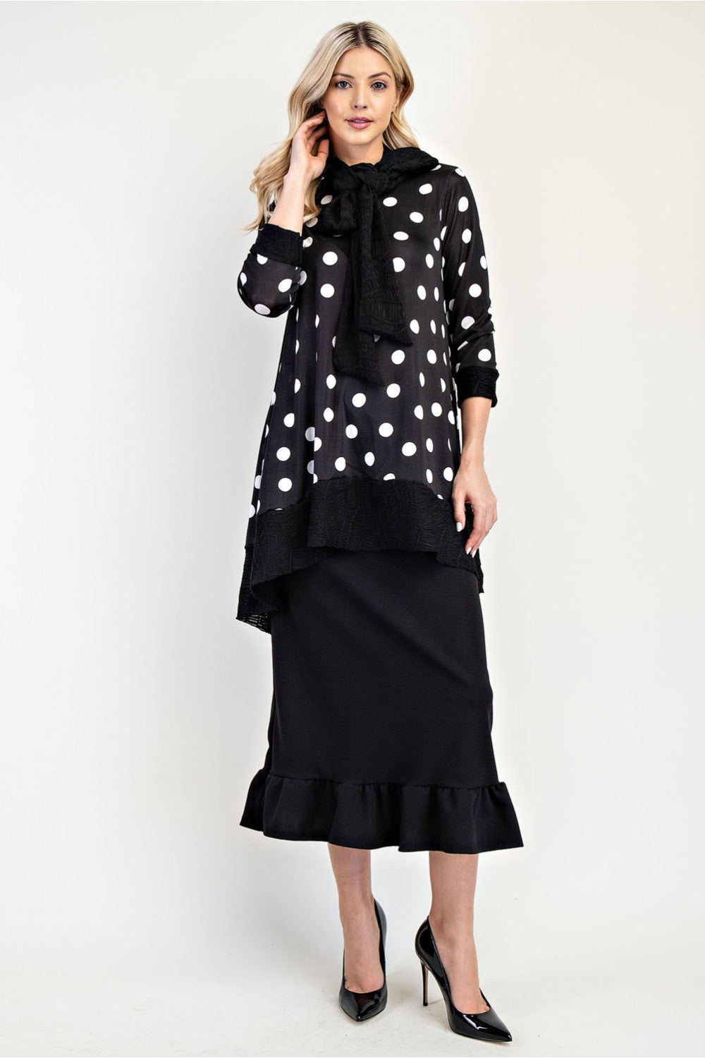 Polka Dot Bow-Tie Modest Top