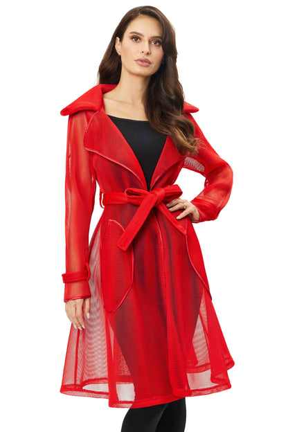 Red Lightweight Mesh Overcoat