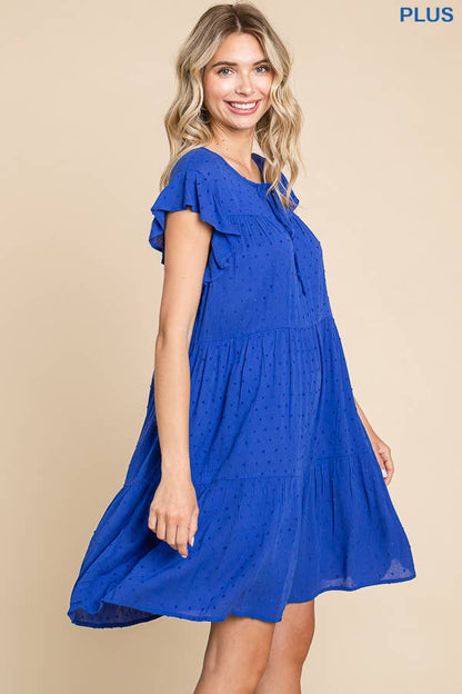 Peasant Neckline Tiered Down Dress