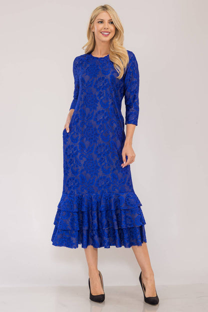 Lace Midi Dress with Lining