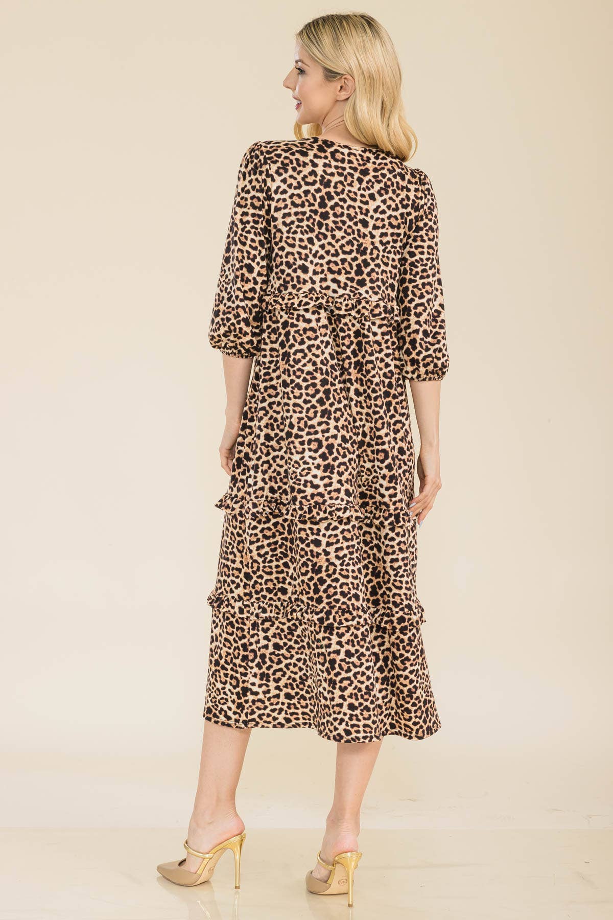 Animal Print Tiered-Ruffle Midi Dress - Plus