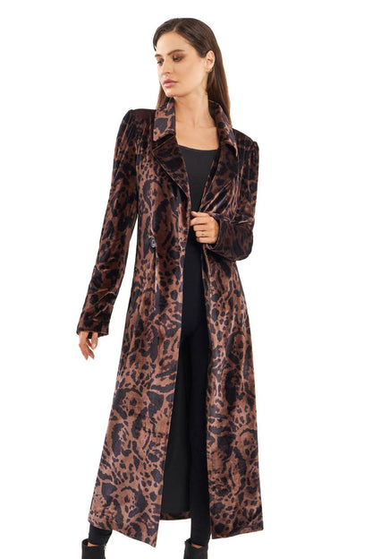 Leopard Velvet Duster Coat