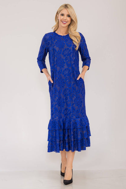 Lace Midi Dress with Lining