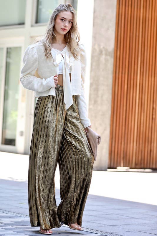 Pleated La'me Pants