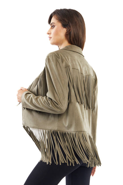 Vegan Suede Sage Fringed Jacket