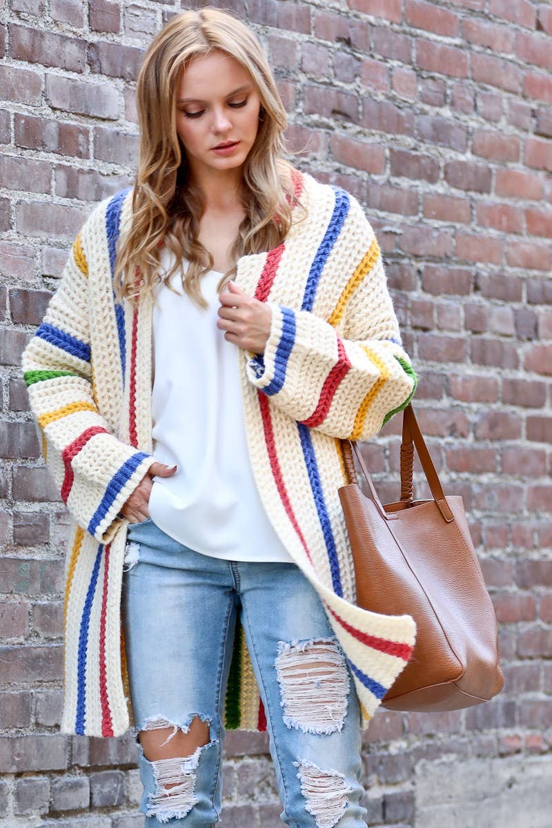 Multi Striped Cardigan