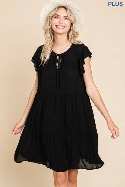 Peasant Neckline Tiered Down Dress